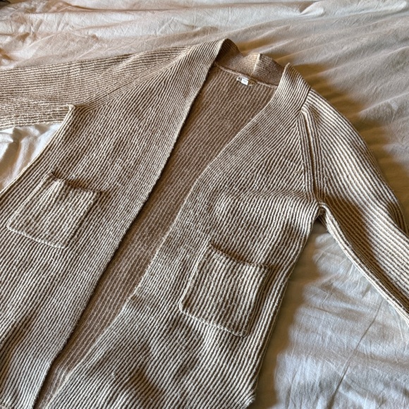 Ava & Viv Sweaters - Ava & Viv Cozy Cream Striped Cardigan Sweater